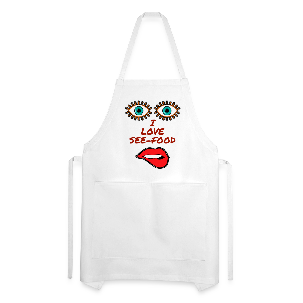 See-Food Lover Adjustable Apron - white
