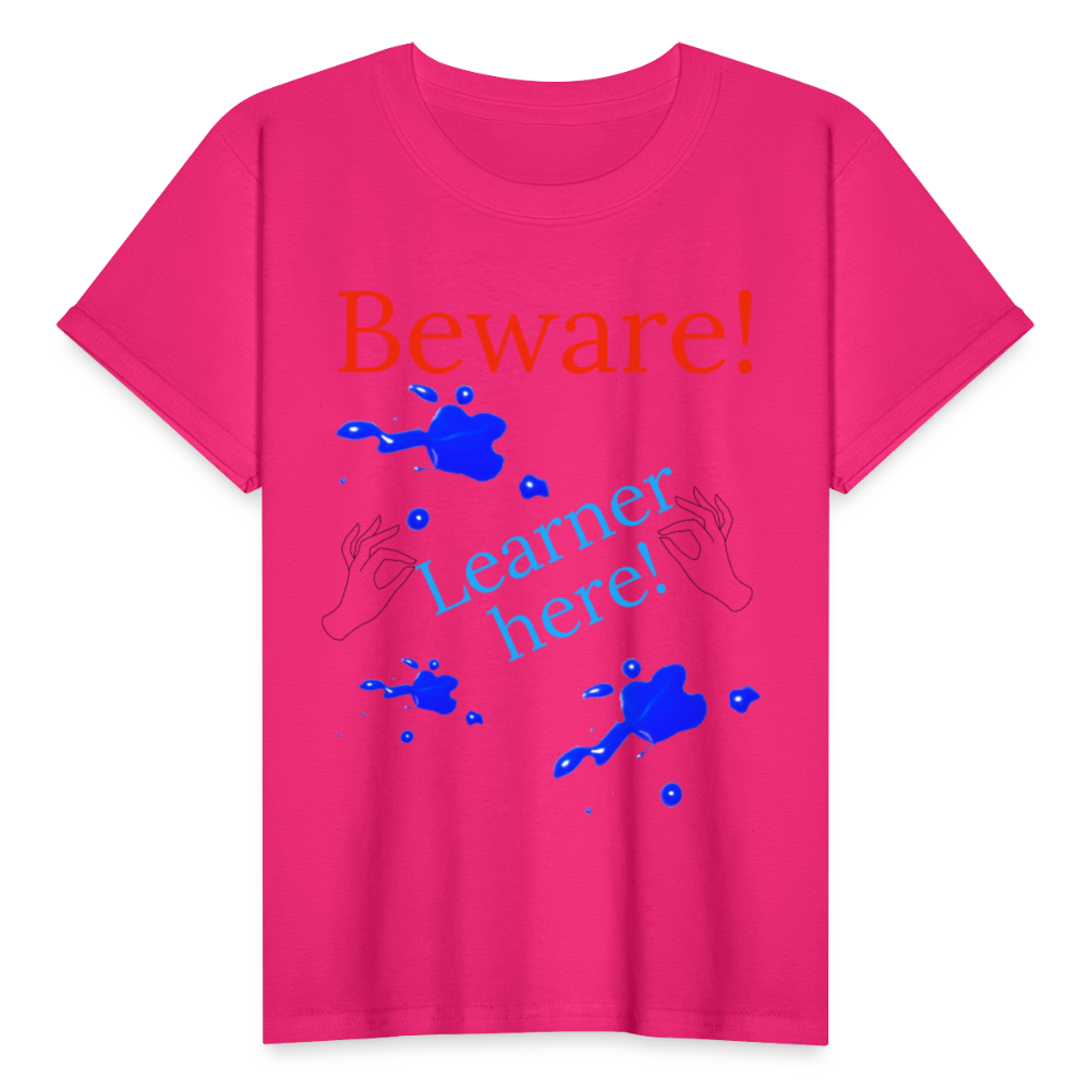 Beware Learner Warning Youth T-Shirt - fuchsia