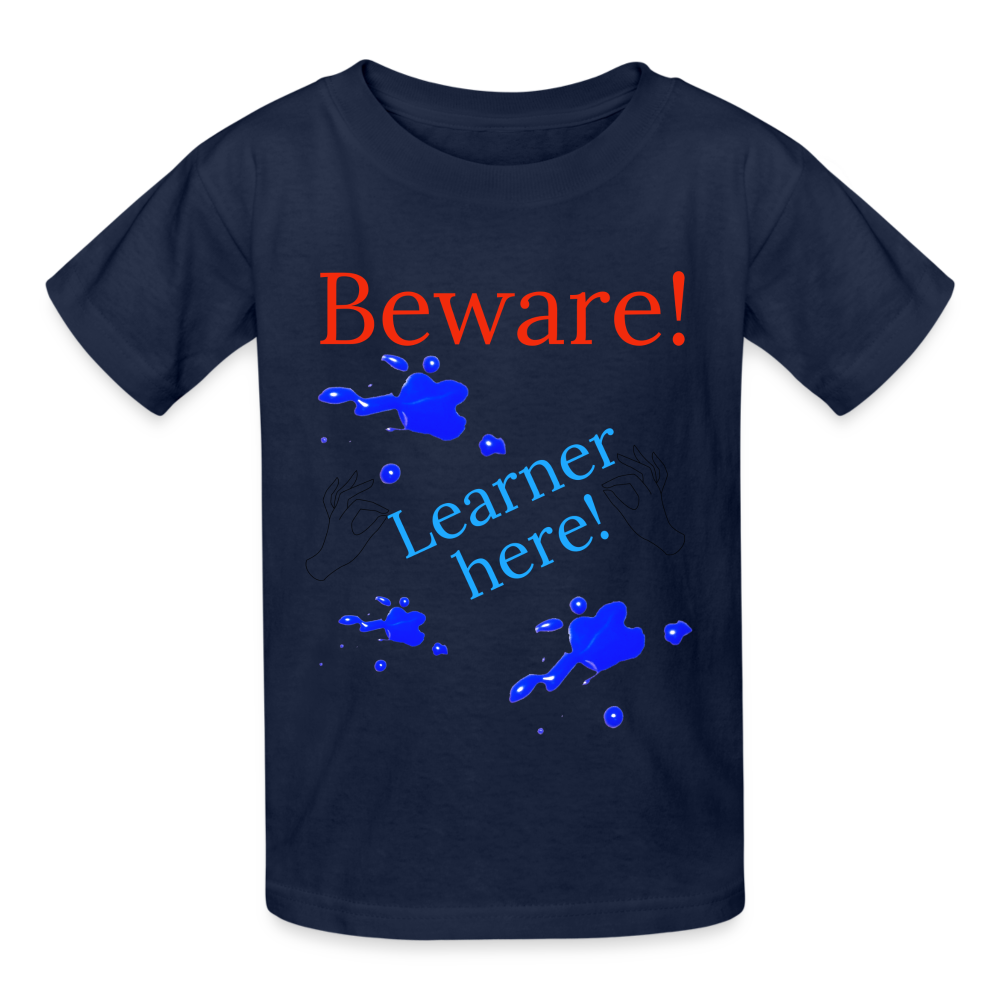 Beware Learner Warning Youth T-Shirt - navy
