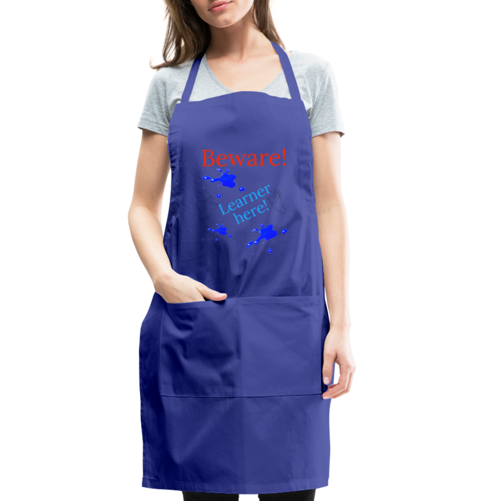 Learner Warning Adjustable Apron - royal blue