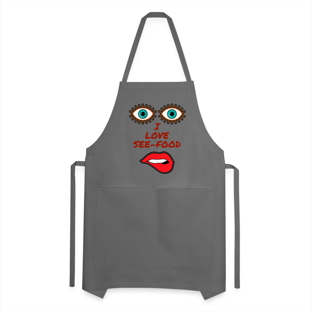 See-Food Lover Adjustable Apron - charcoal