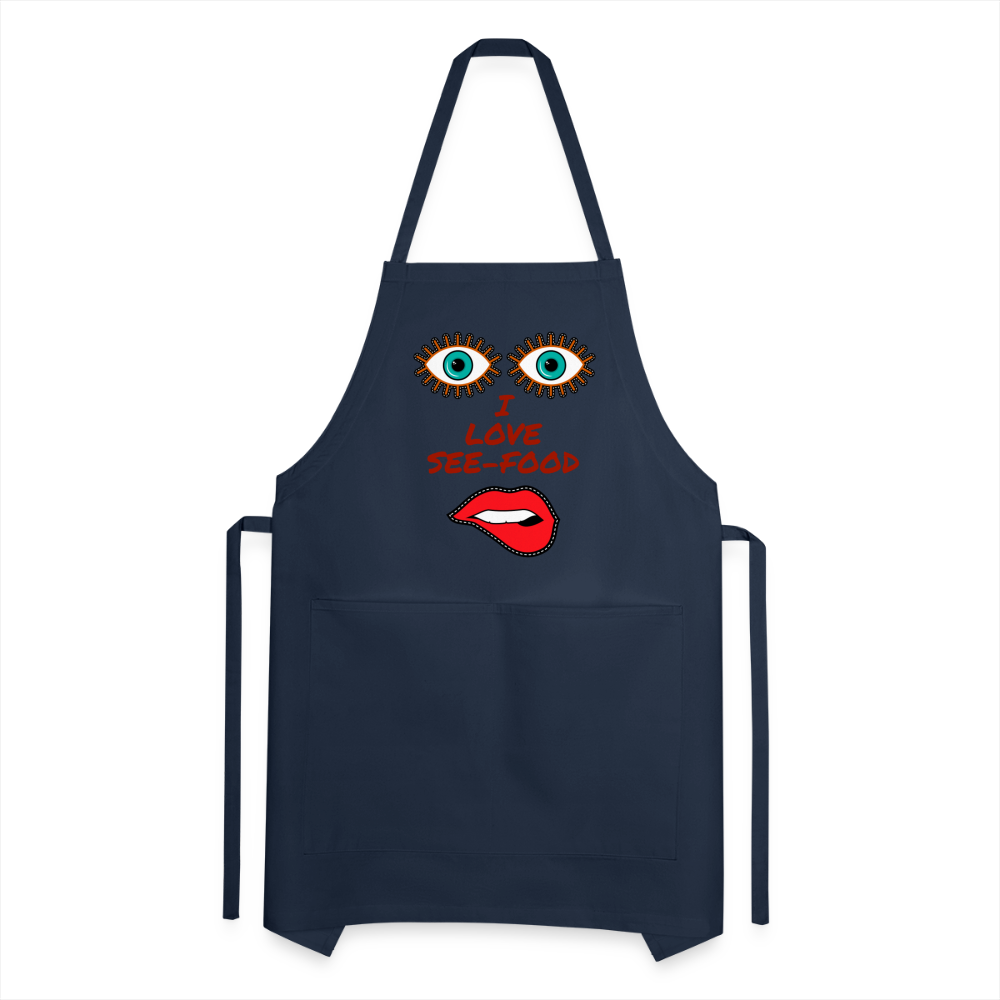 See-Food Lover Adjustable Apron - navy