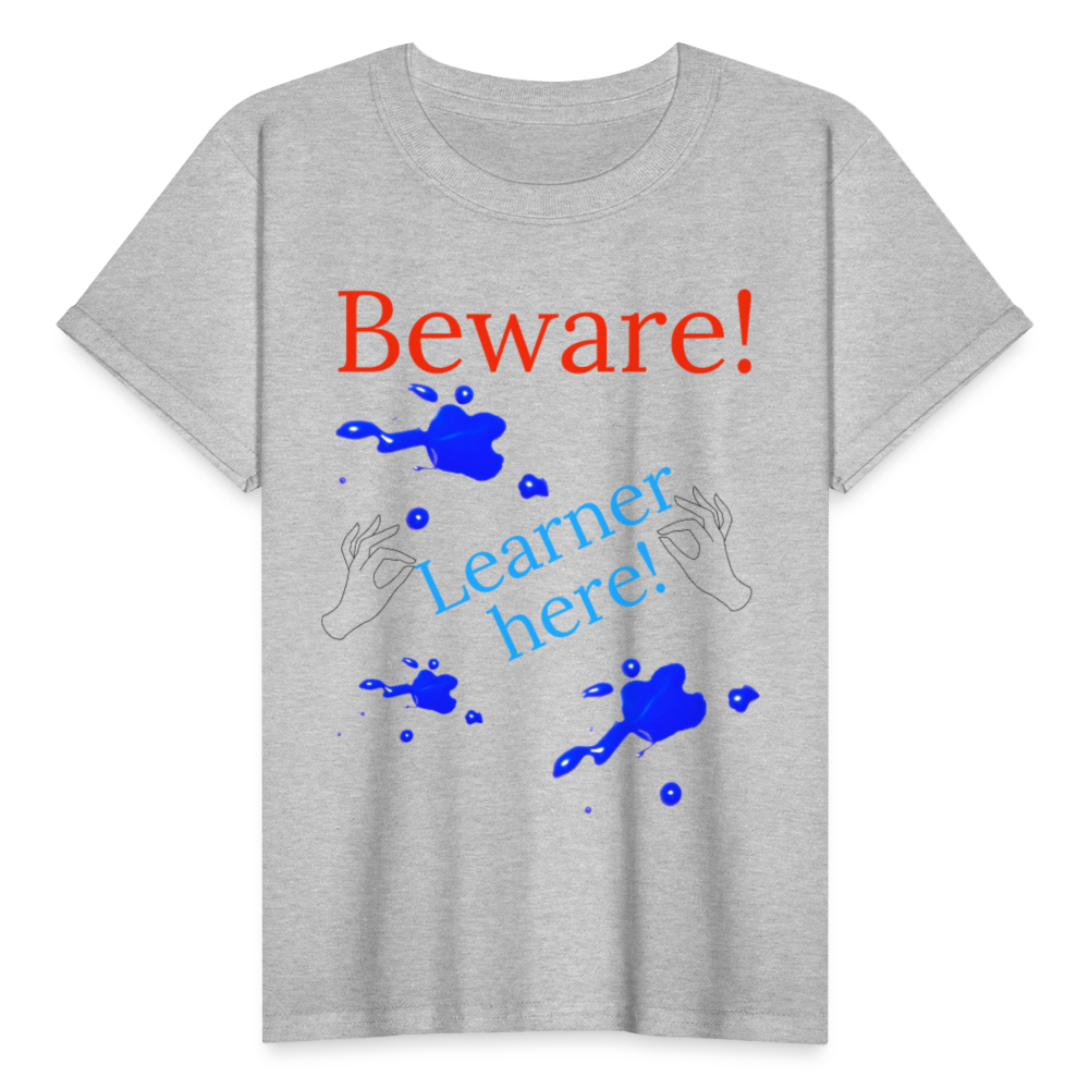 Beware Learner Warning Youth T-Shirt - heather gray