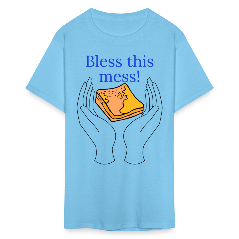 Bless This Mess T-Shirt - aquatic blue