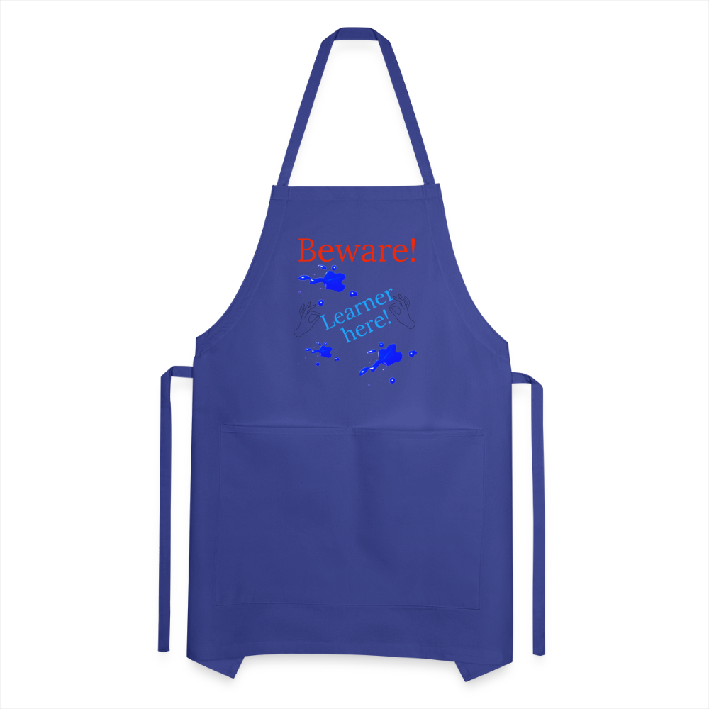 Learner Warning Adjustable Apron - royal blue