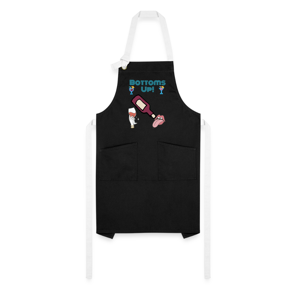 Bottoms Up Artisan Apron - black/white