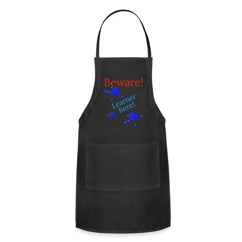 Learner Warning Adjustable Apron - black