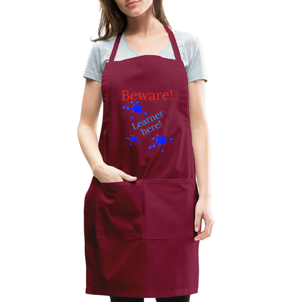Learner Warning Adjustable Apron - burgundy