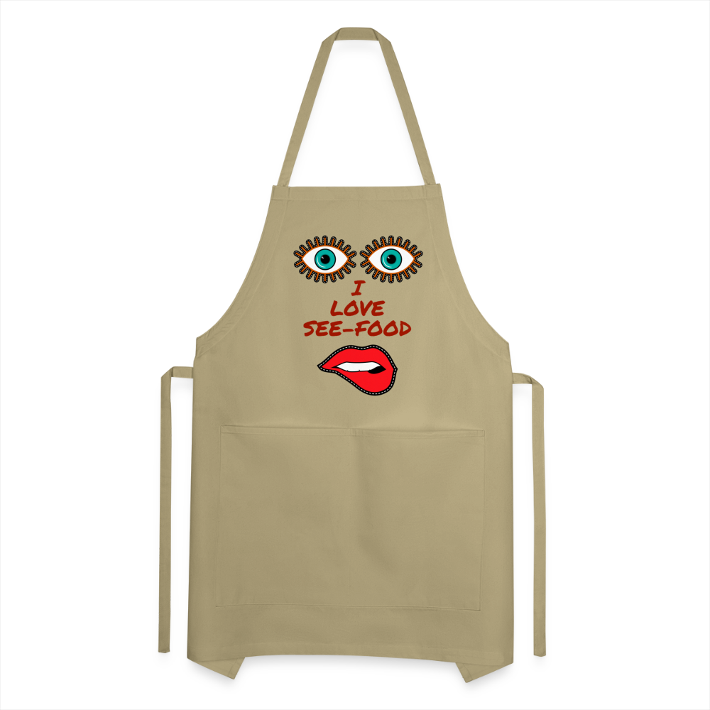 See-Food Lover Adjustable Apron - khaki