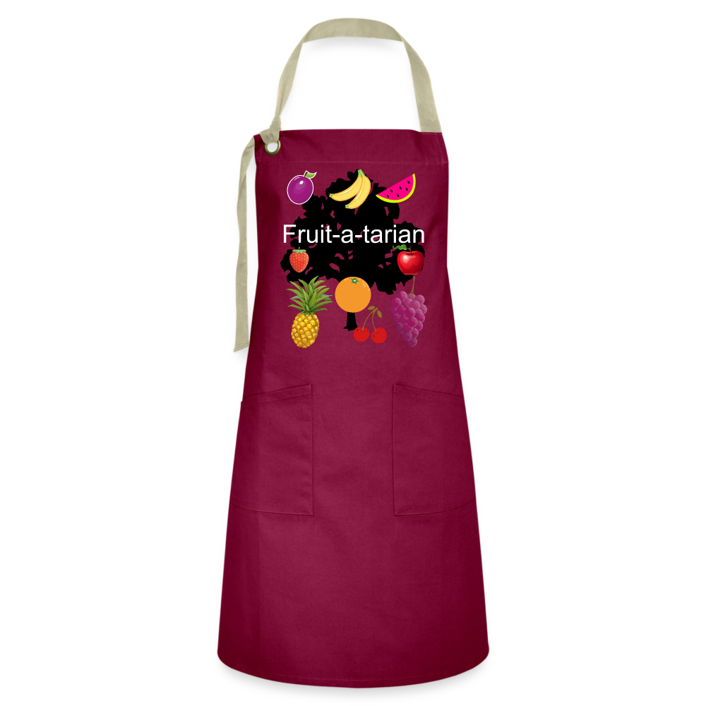 Fruit-a-tarian Artisan Apron - burgundy/khaki