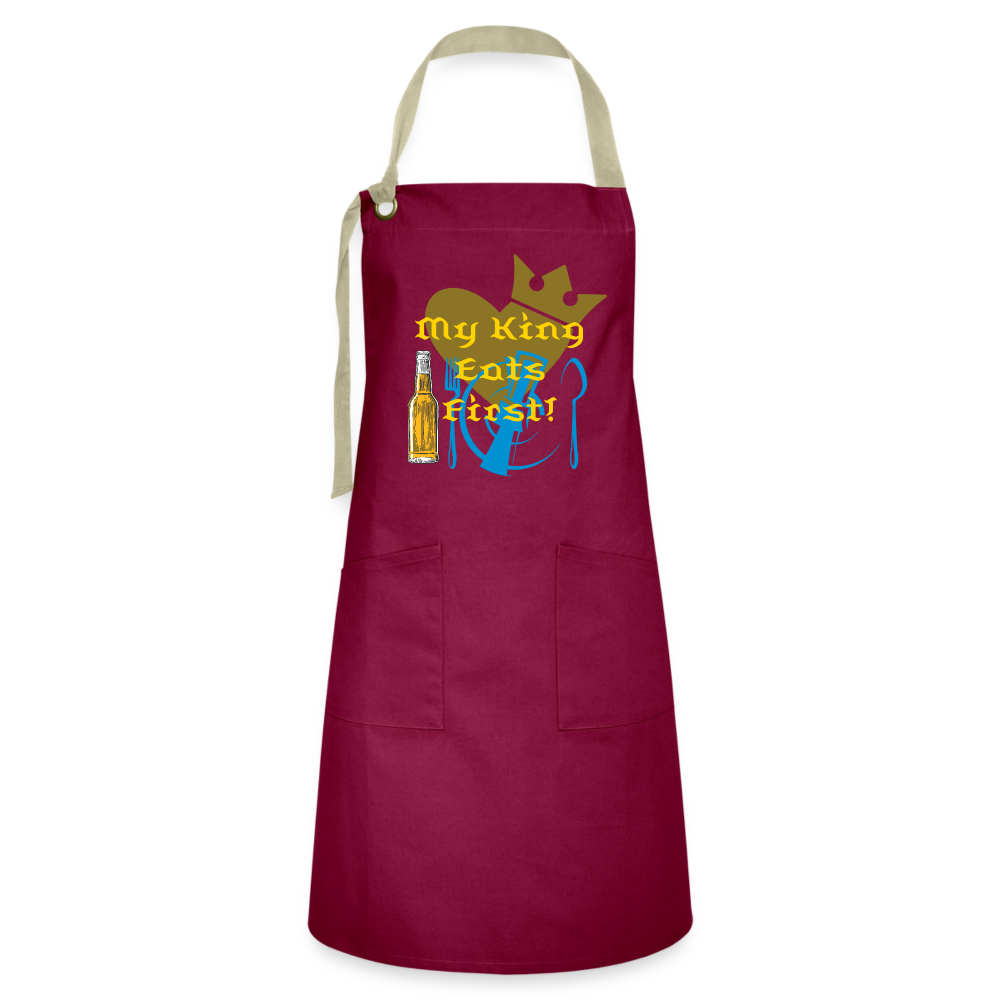 My King Artisan Apron - burgundy/khaki