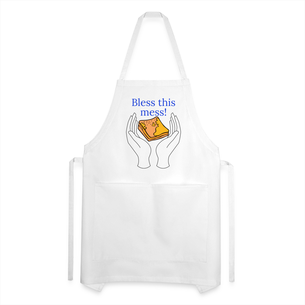 Bless this Mess Adjustable Apron - white
