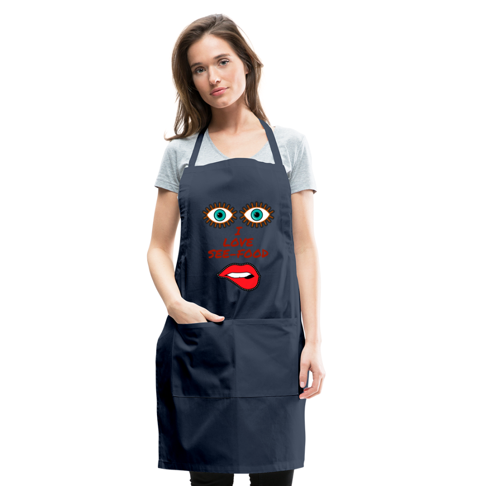 See-Food Lover Adjustable Apron - navy