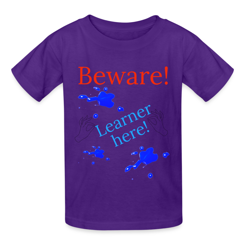 Beware Learner Warning Youth T-Shirt - purple