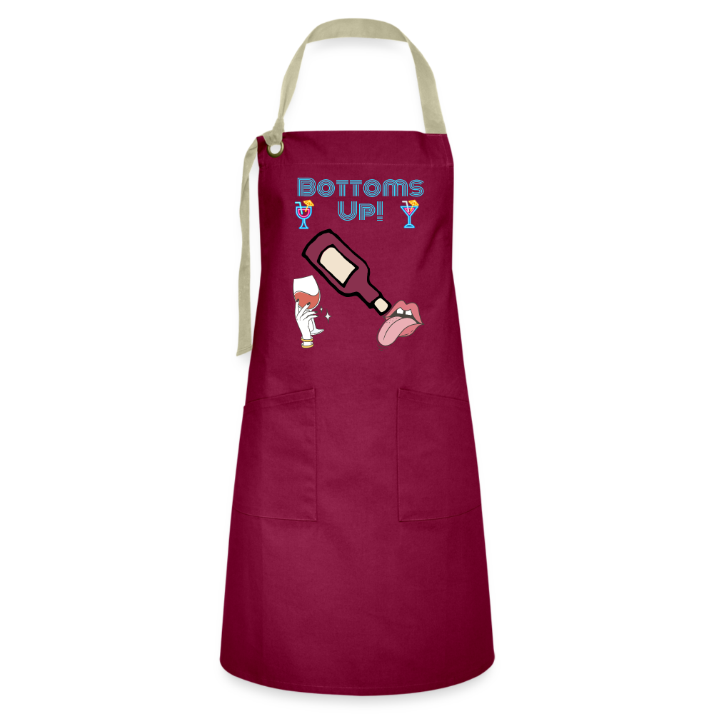 Bottoms Up Artisan Apron - burgundy/khaki