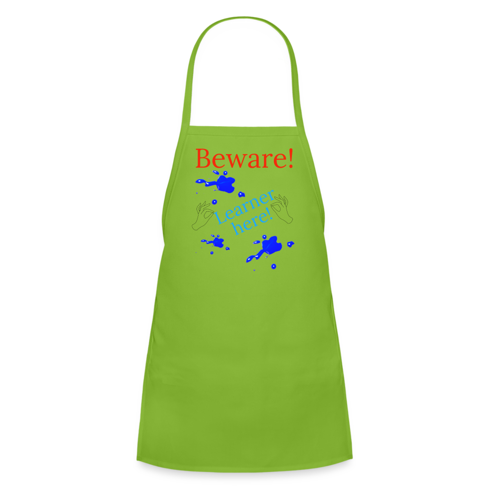 Learner Warning Kids' Apron - lime green