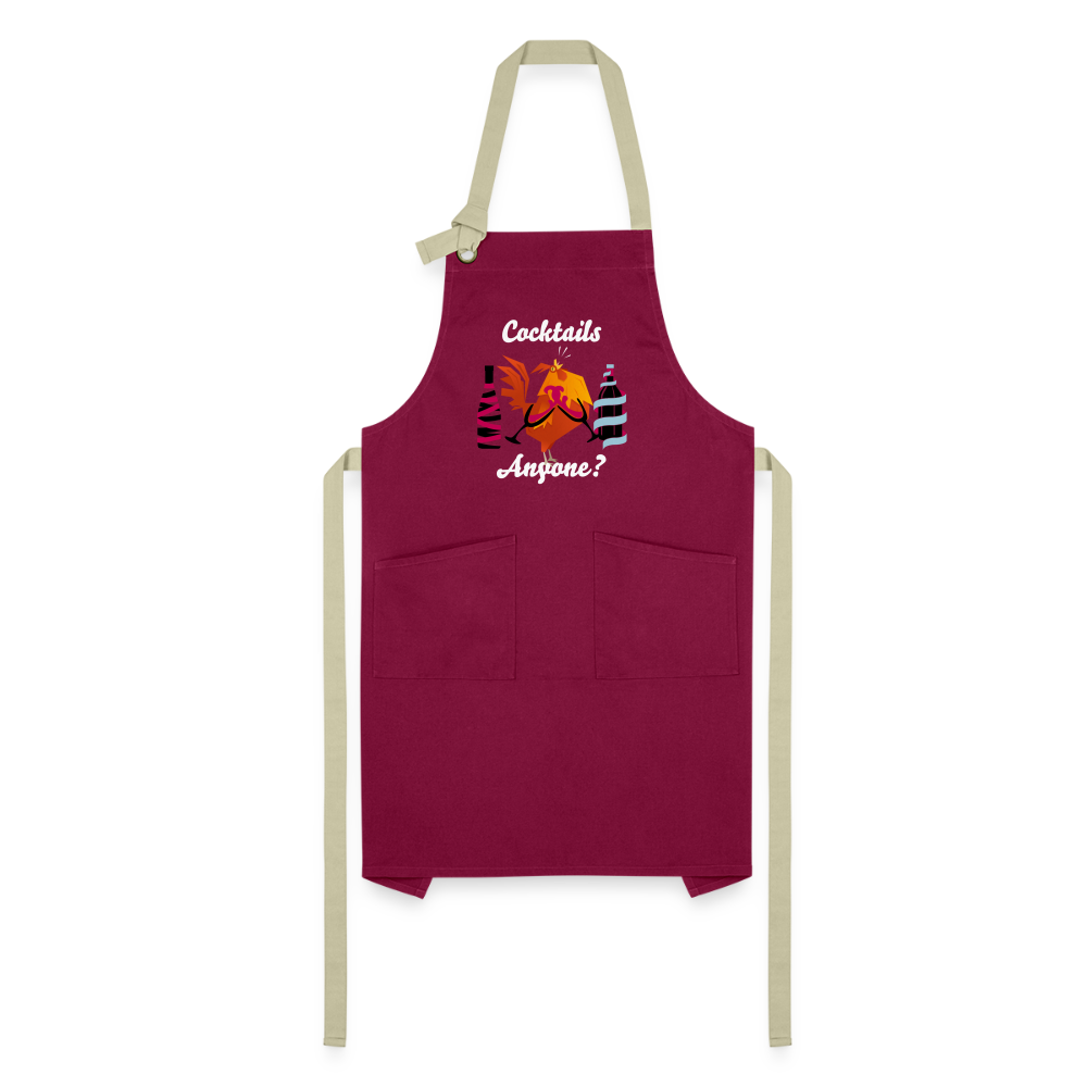 Cock Tails Artisan Apron - burgundy/khaki