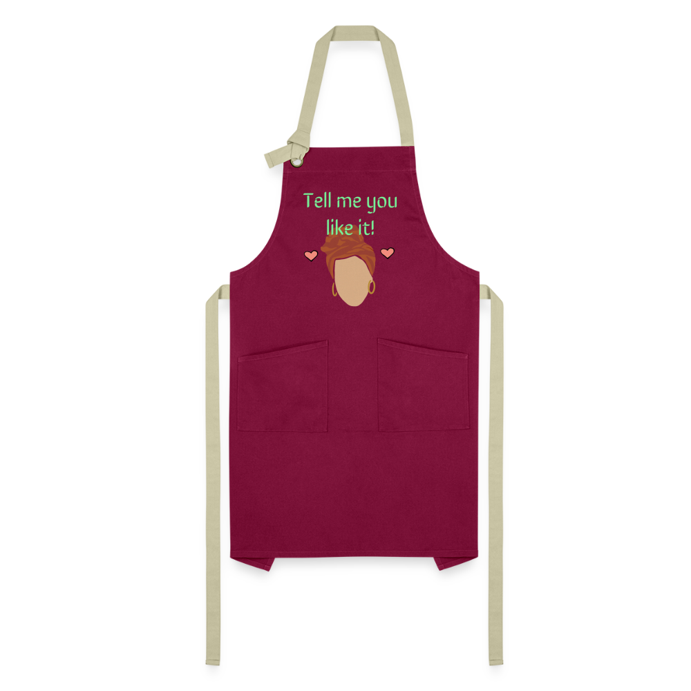 Tell Me Artisan Apron - burgundy/khaki