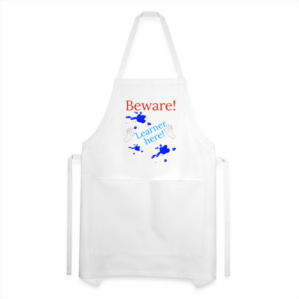 Learner Warning Adjustable Apron - white