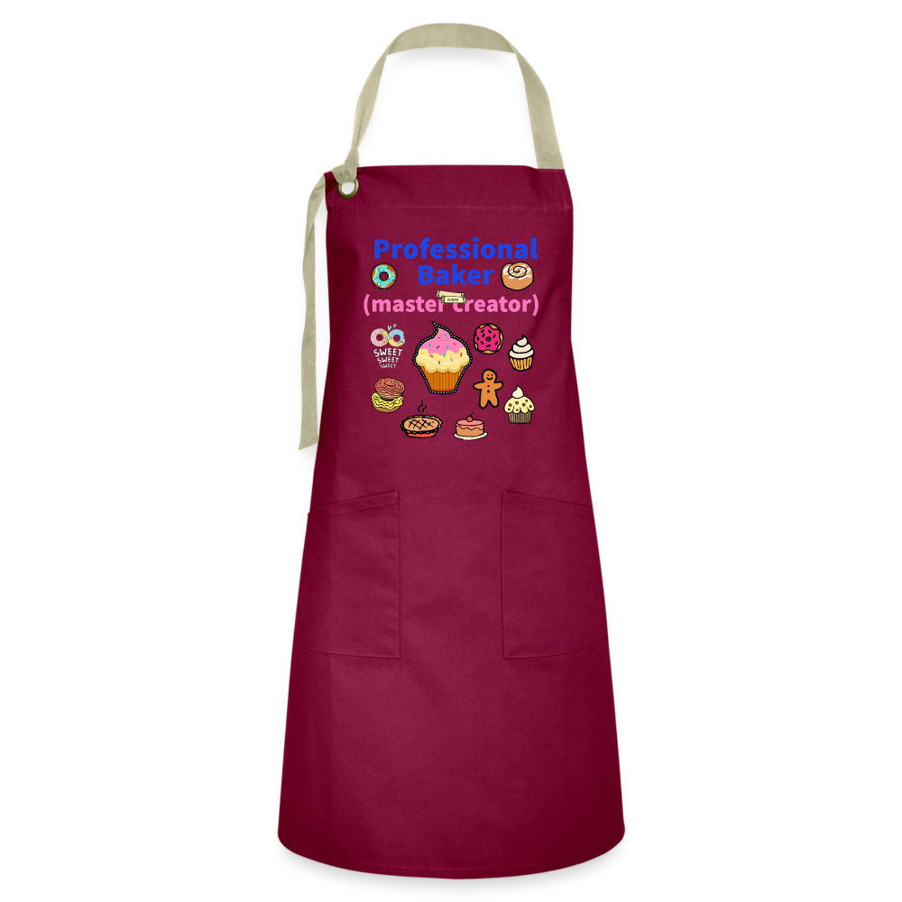 Prof Baker Artisan Apron - burgundy/khaki