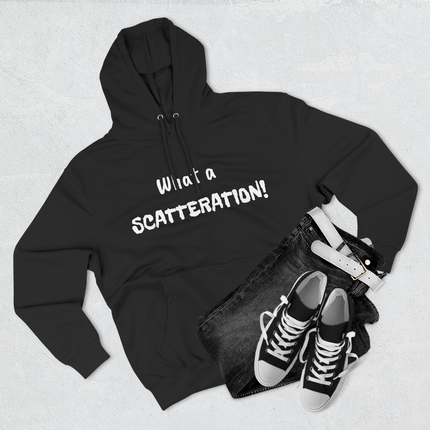 Playful Fleece Hoodie with Witty Text - Scatteration!