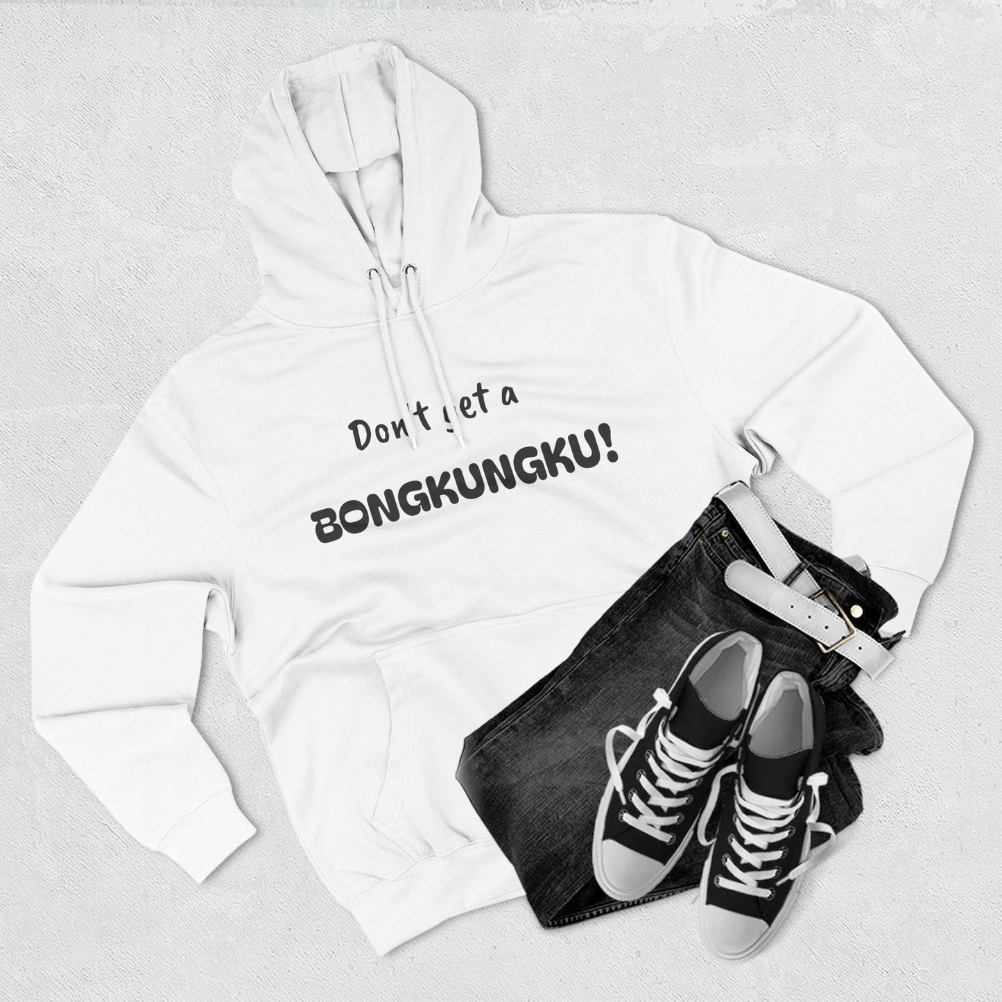 Playful Fleece Hoodie with Witty Text - Bongkungku!