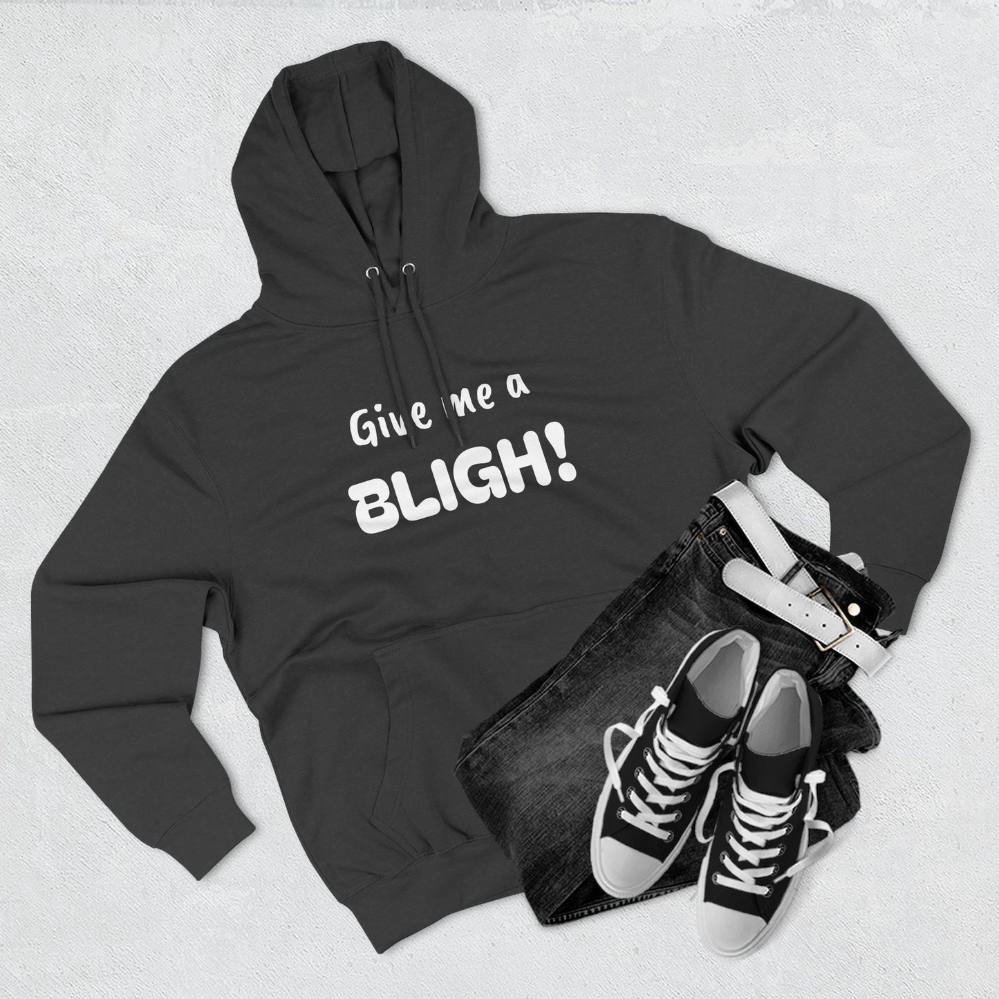 Playful Fleece Hoodie with Witty Text - Bligh!