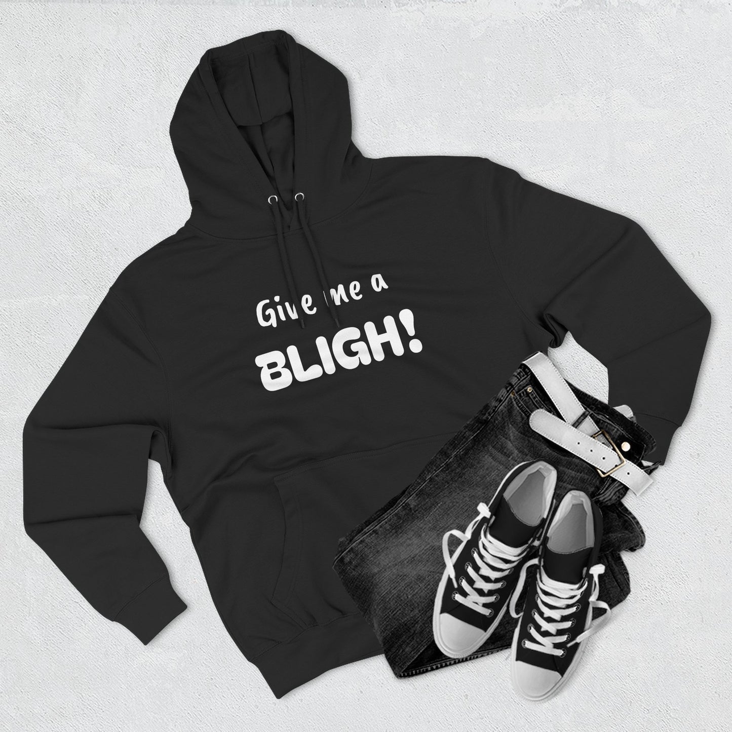 Playful Fleece Hoodie with Witty Text - Bligh!