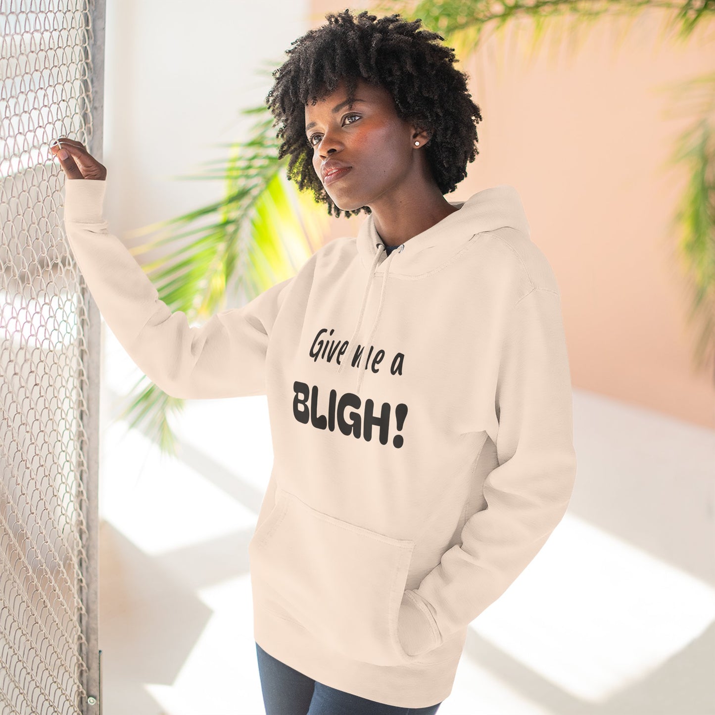 Playful Fleece Hoodie with Witty Text - Bligh!