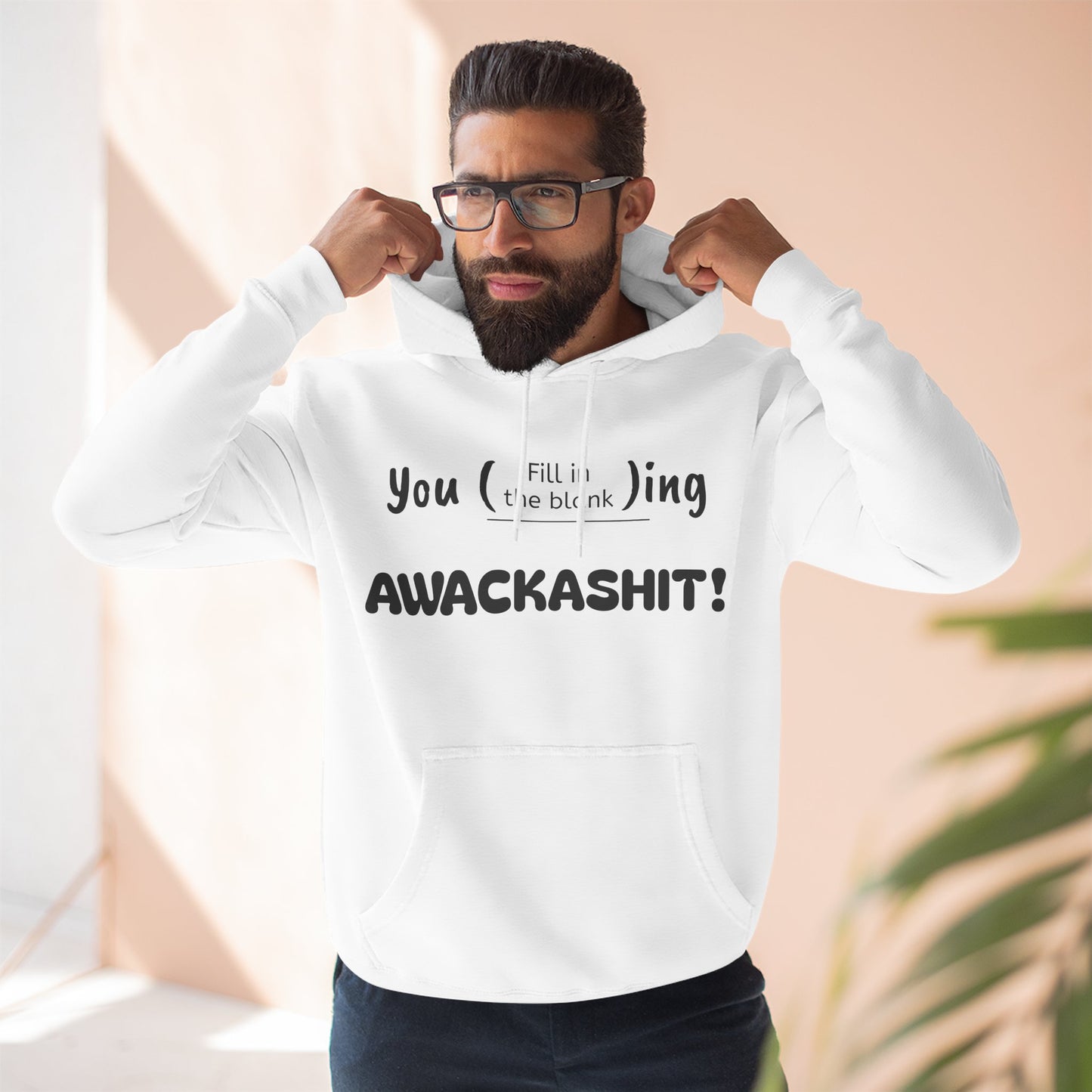 Playful Fleece Hoodie with Witty Text - Awackashit