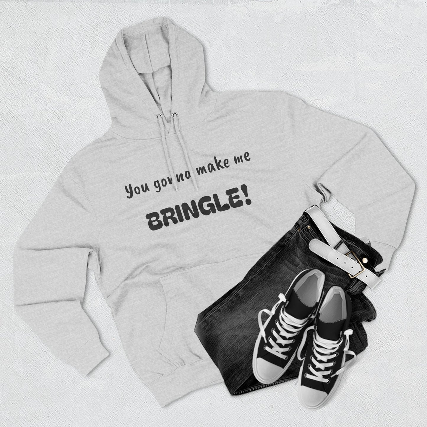 Playful Fleece Hoodie with Witty Text - Bringle