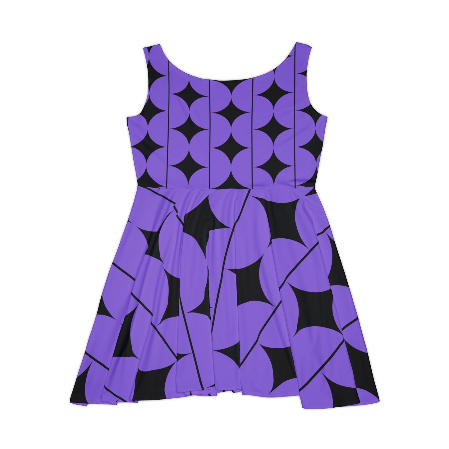 Abstract Print Skater Dress Purple