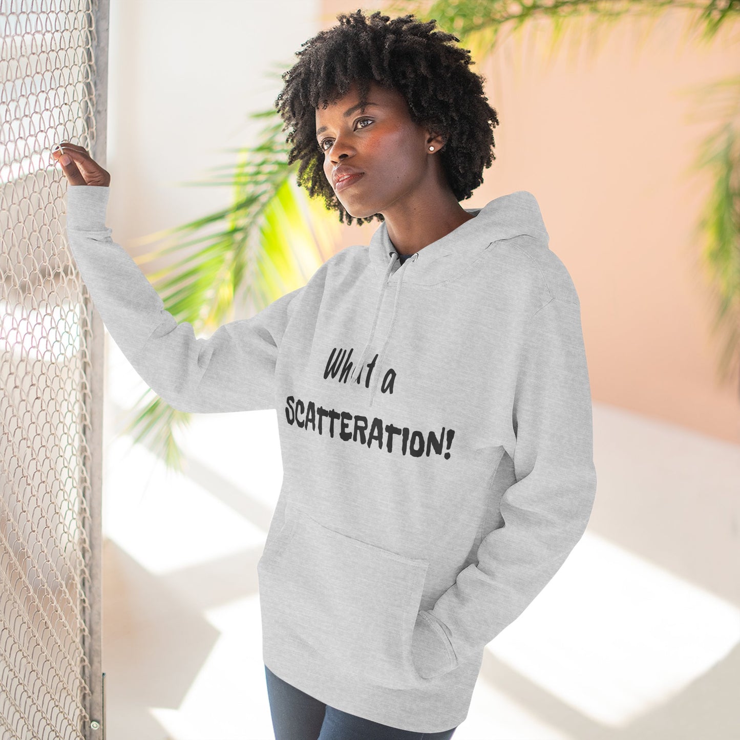 Playful Fleece Hoodie with Witty Text - Scatteration!
