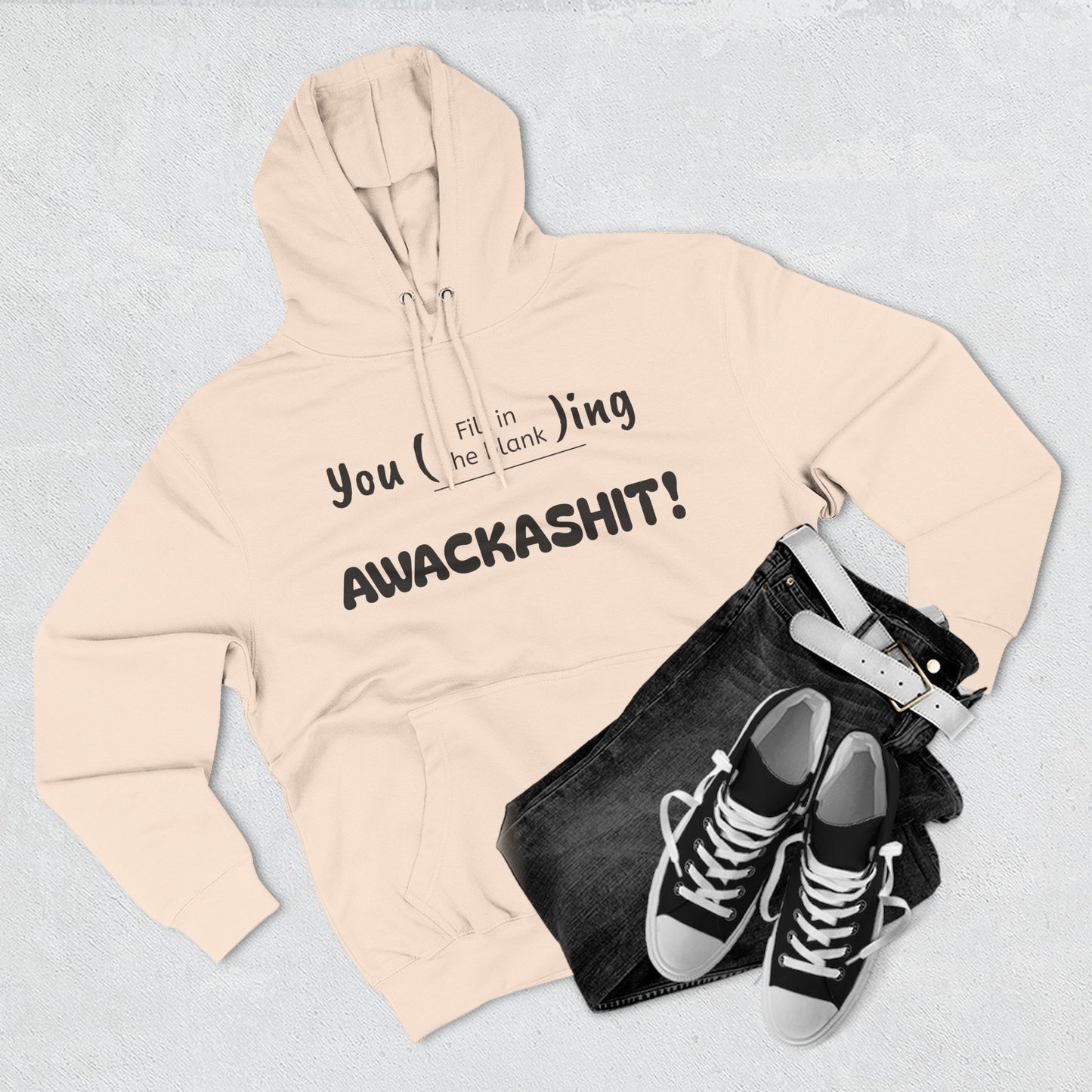 Playful Fleece Hoodie with Witty Text - Awackashit