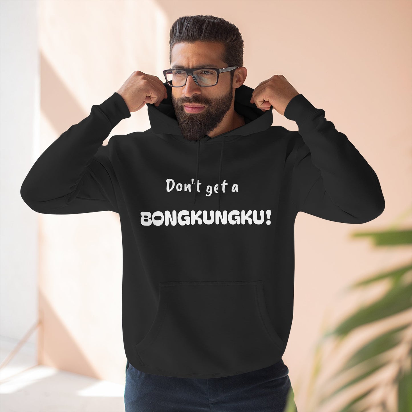 Playful Fleece Hoodie with Witty Text - Bongkungku!