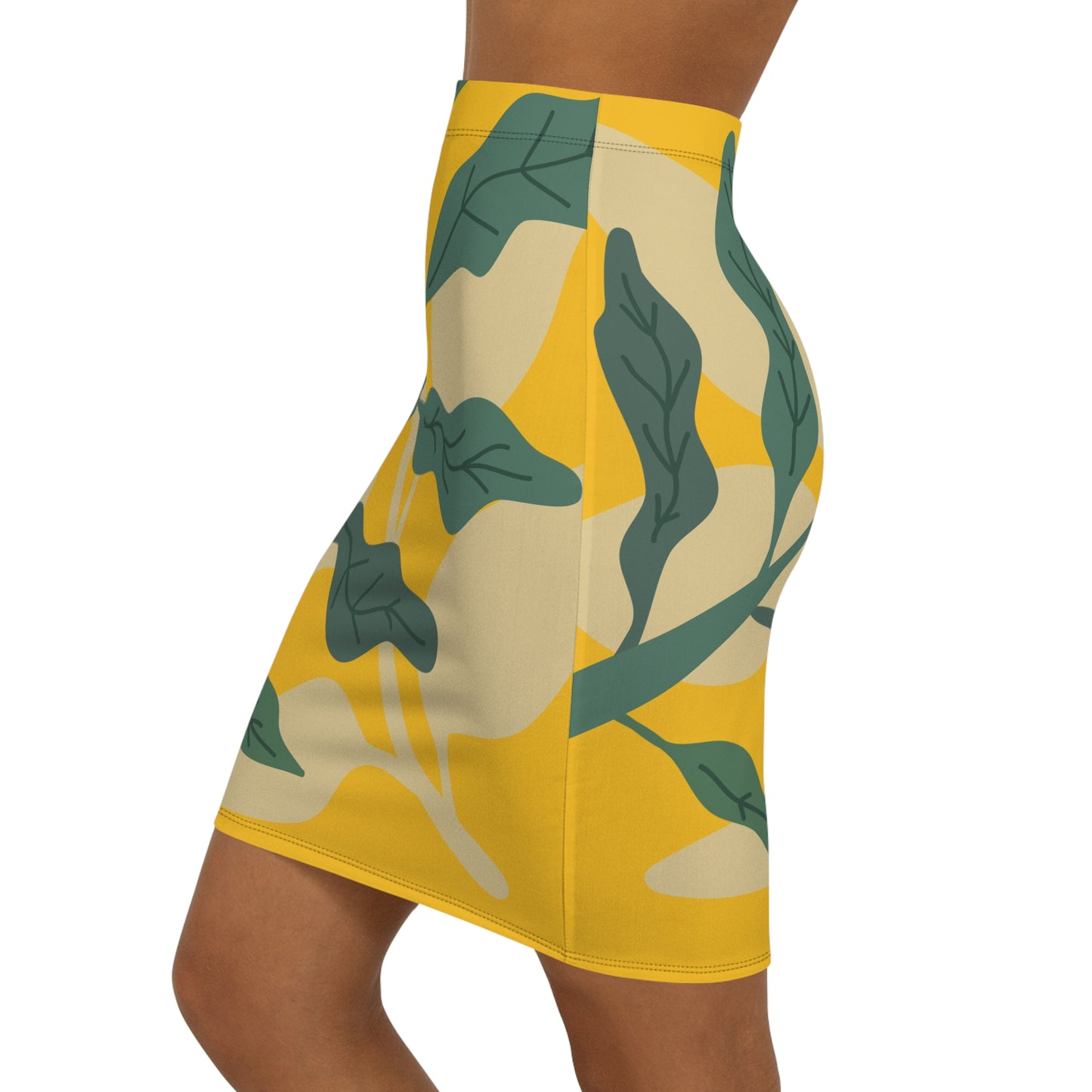 Botanical Mid-Waist Pencil Skirt Y