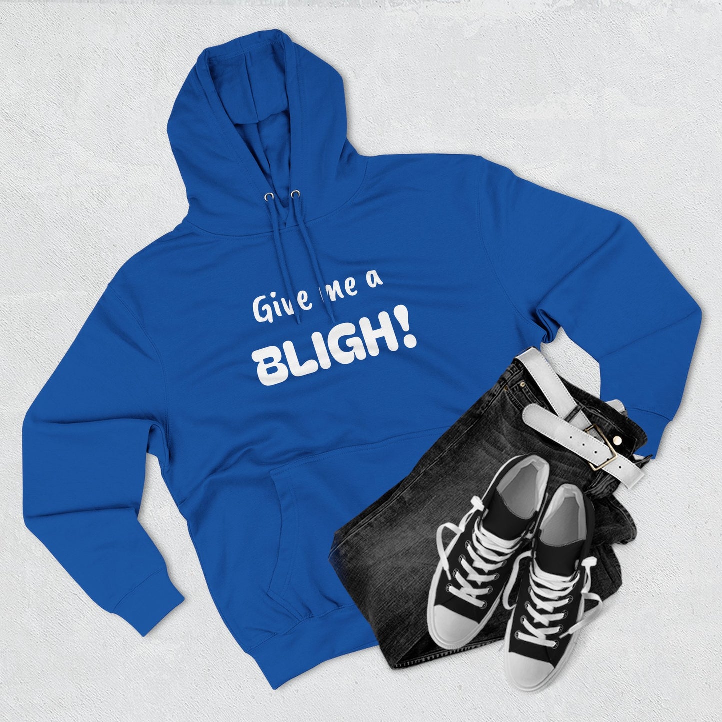 Playful Fleece Hoodie with Witty Text - Bligh!