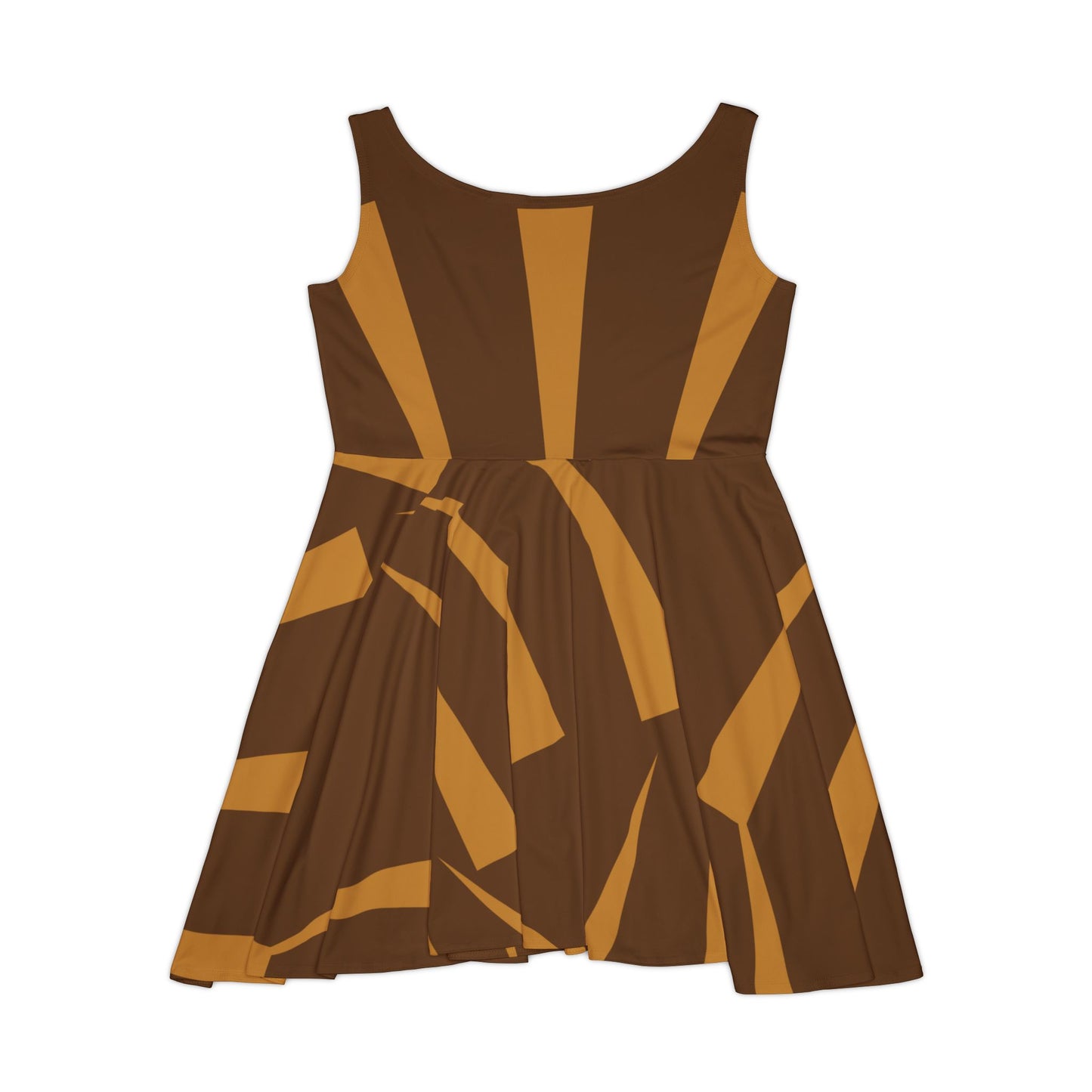 Abstract Print Skater Dress Brown