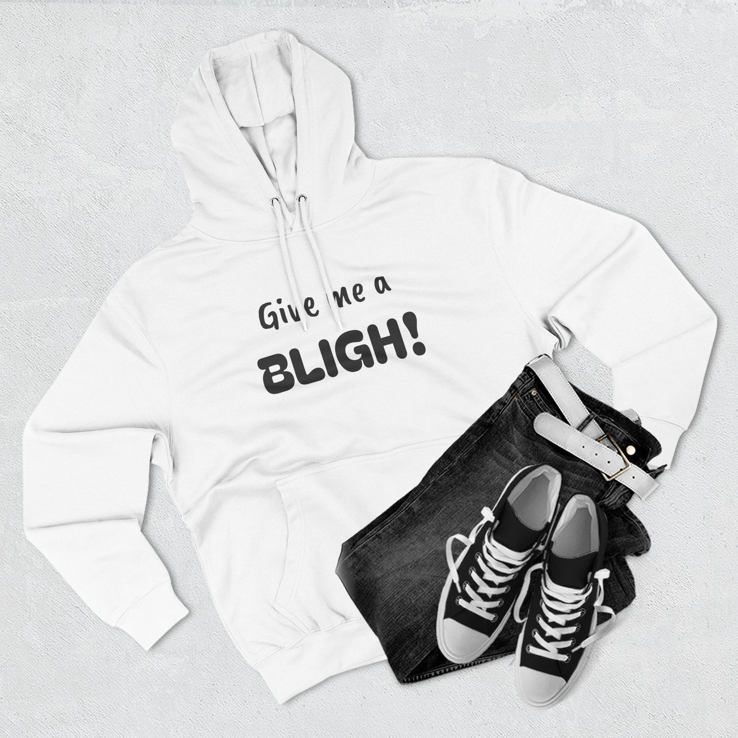 Playful Fleece Hoodie with Witty Text - Bligh!