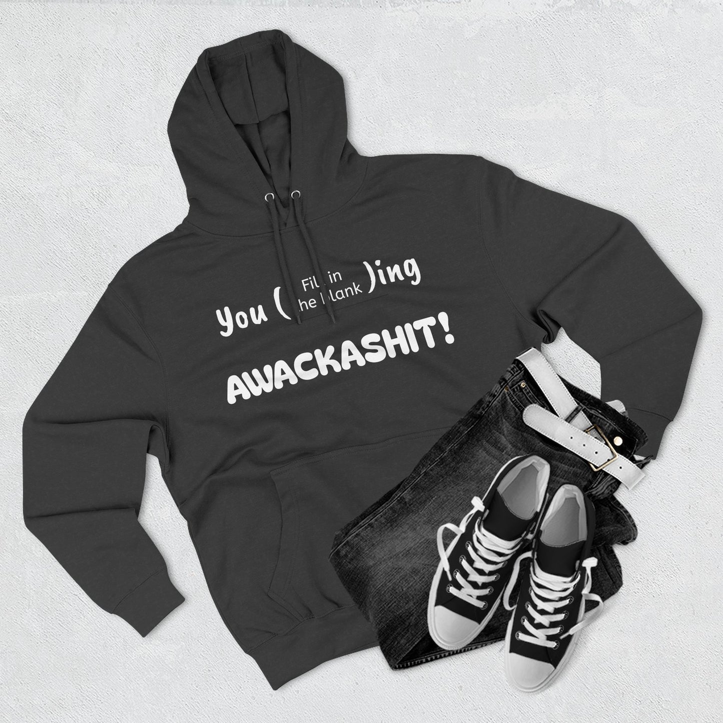 Playful Fleece Hoodie with Witty Text - Awackashit