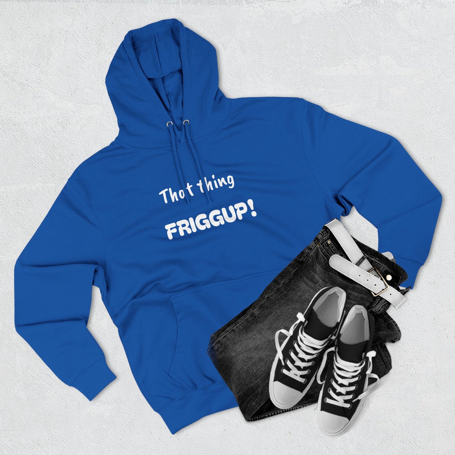 Playful Fleece Hoodie with Witty Text - Friggup!