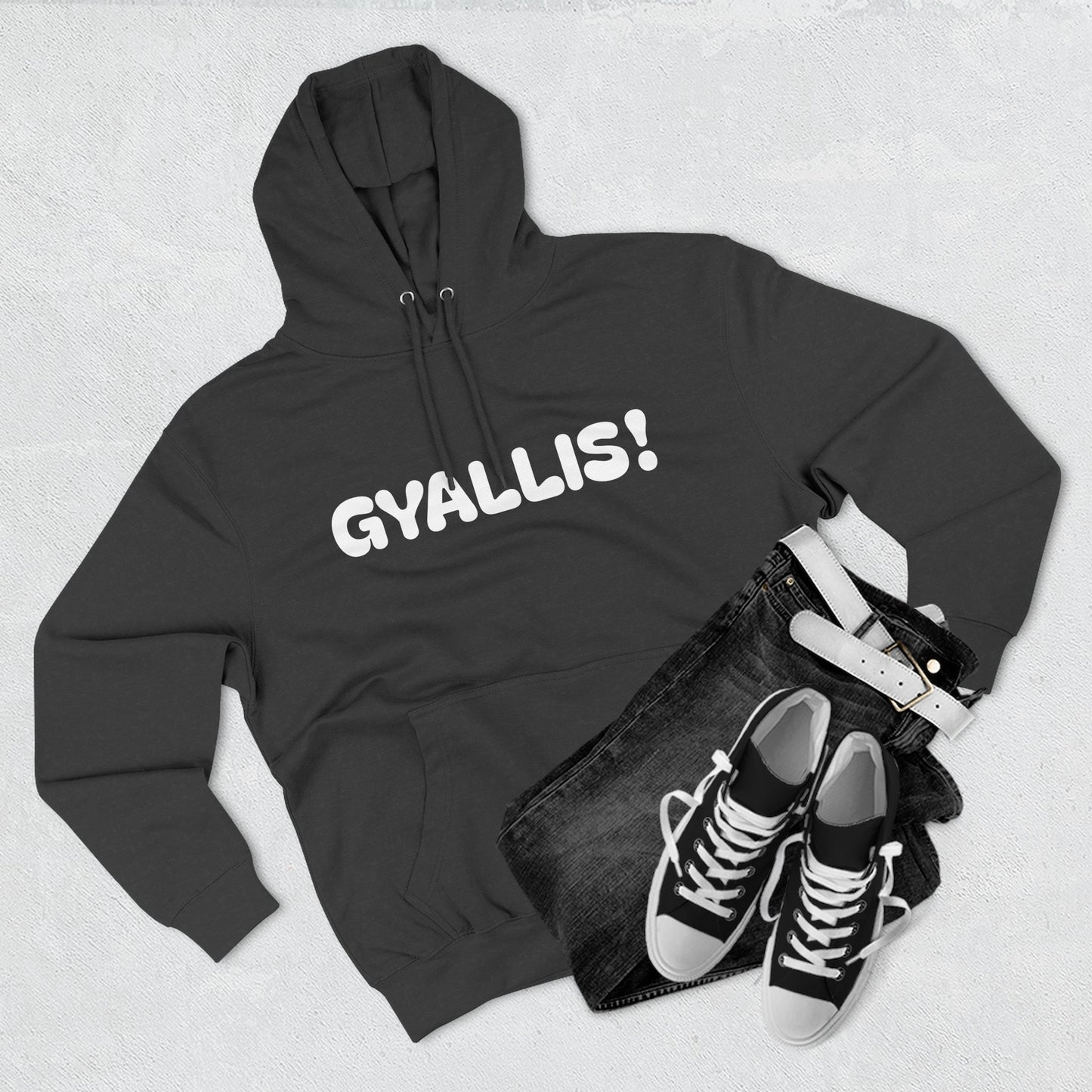Playful Fleece Hoodie with Witty Text - Gyallis!
