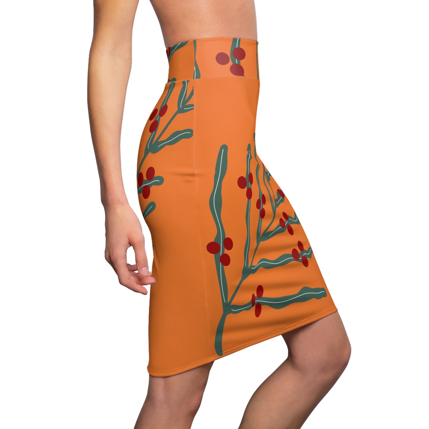 Festive Floral Women's Pencil Skirt OR
