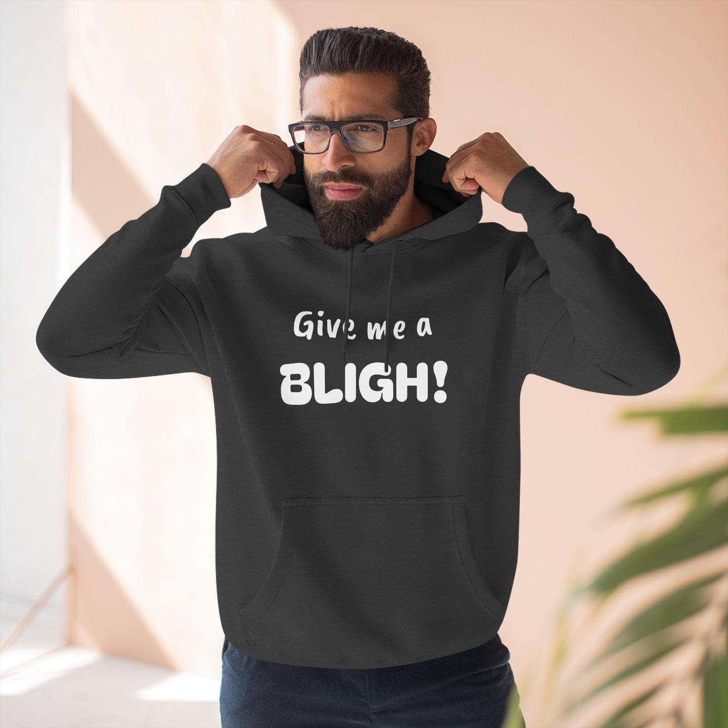 Playful Fleece Hoodie with Witty Text - Bligh!