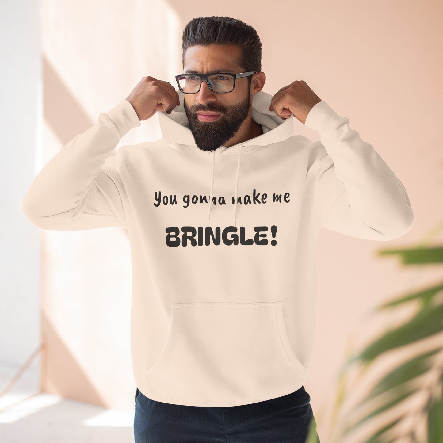 Playful Fleece Hoodie with Witty Text - Bringle