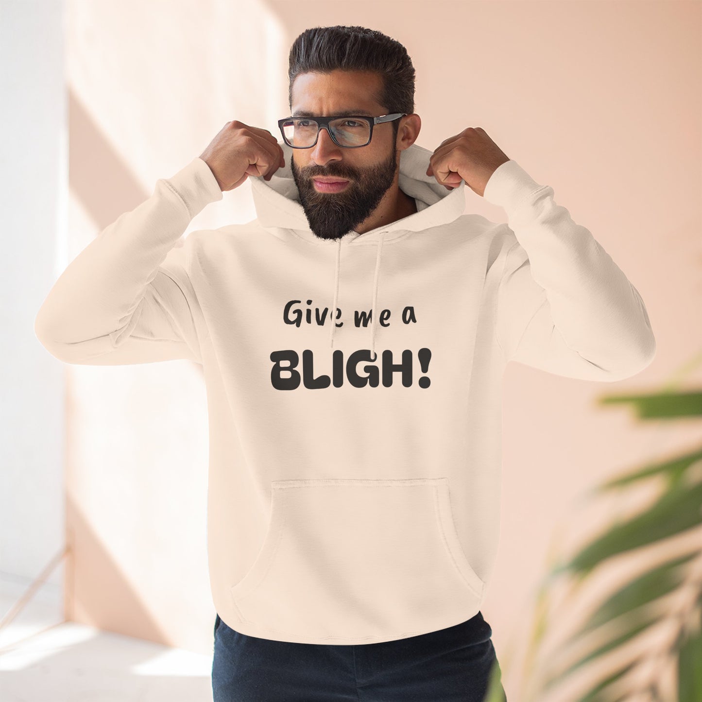 Playful Fleece Hoodie with Witty Text - Bligh!