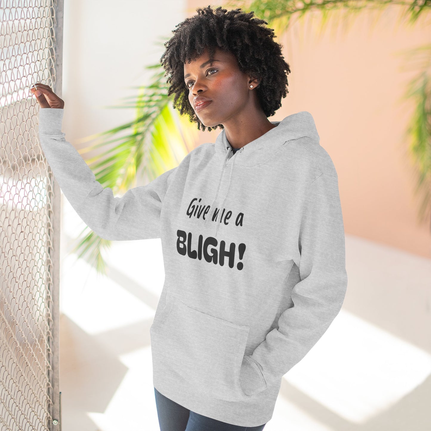 Playful Fleece Hoodie with Witty Text - Bligh!