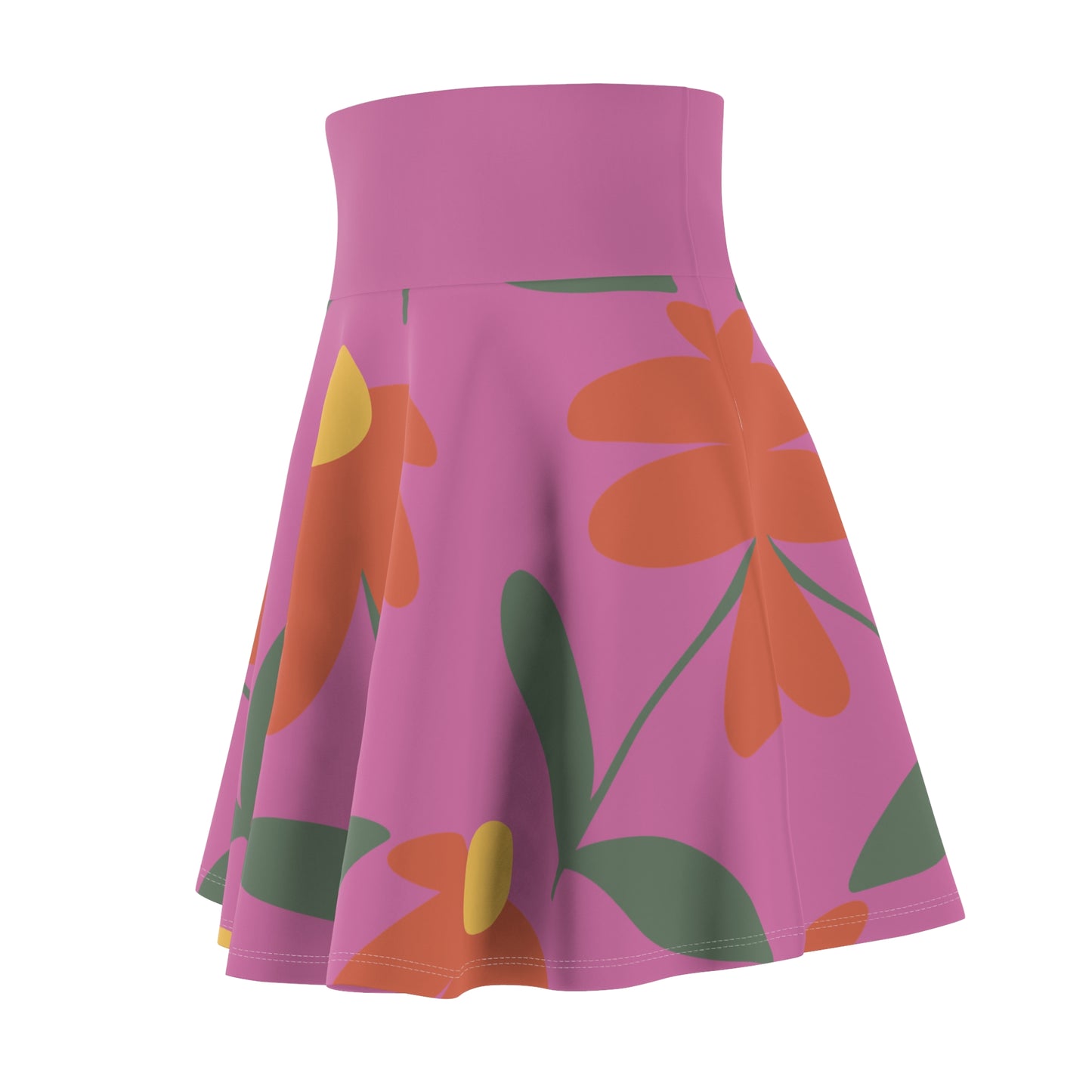 Botanical Print Women's Skater Skirt Pink