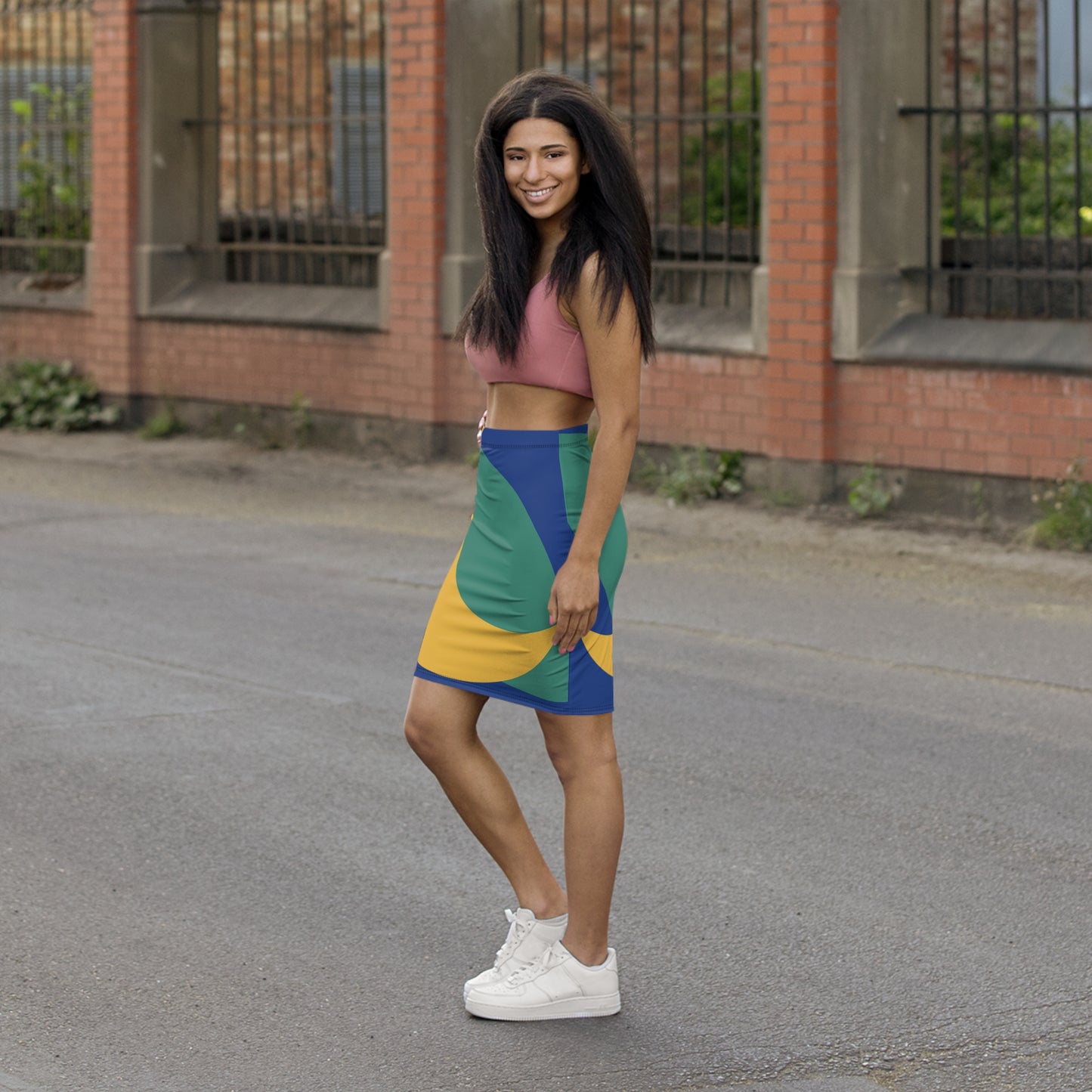 Colorful Mid-Waist Pencil Skirt B