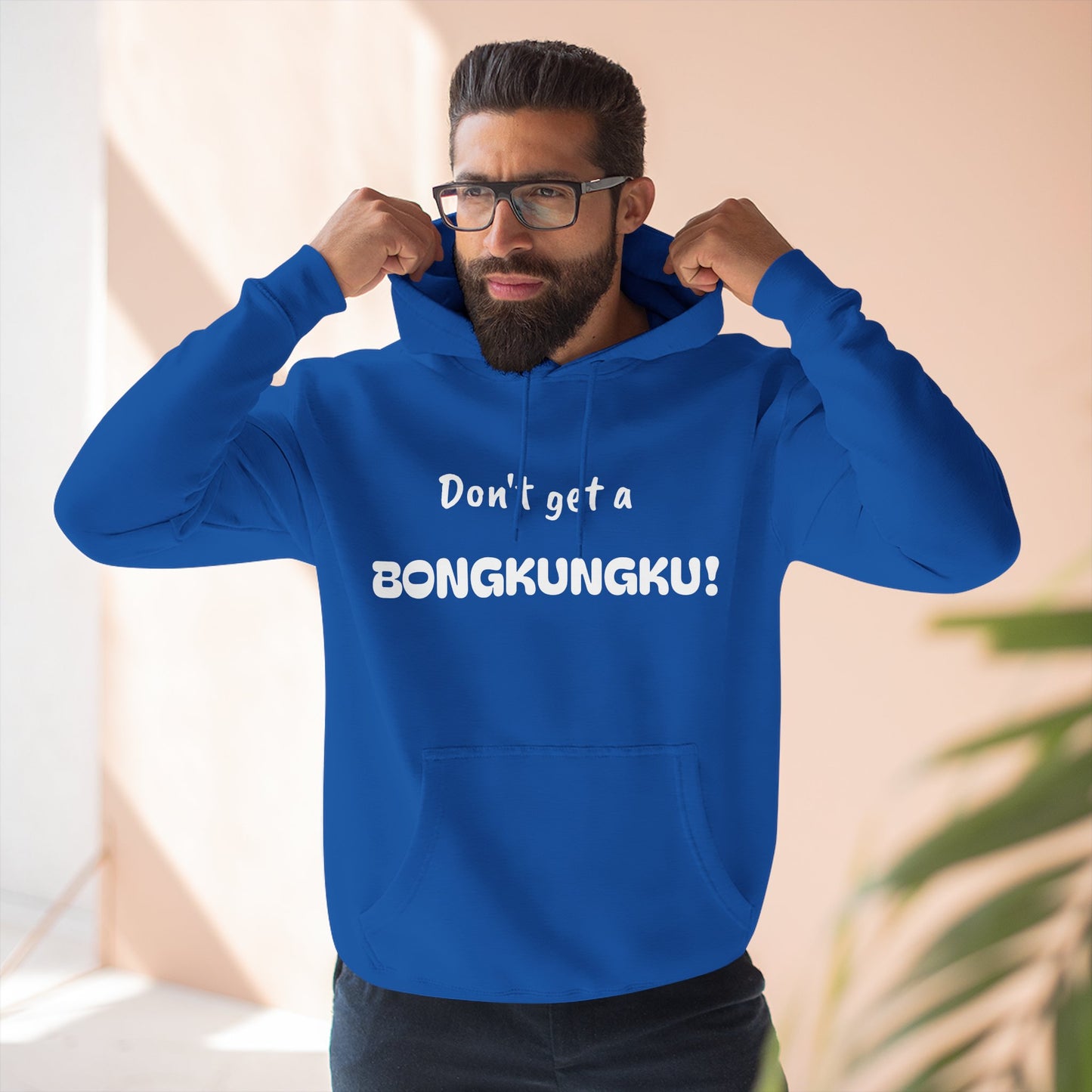 Playful Fleece Hoodie with Witty Text - Bongkungku!